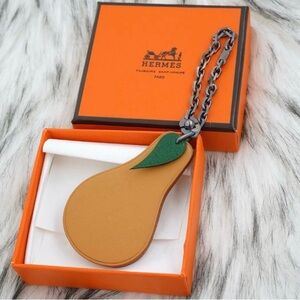 HERMES Poire Fruits Porte Cle Charm Keychain/Bag Charm 13cm Brown